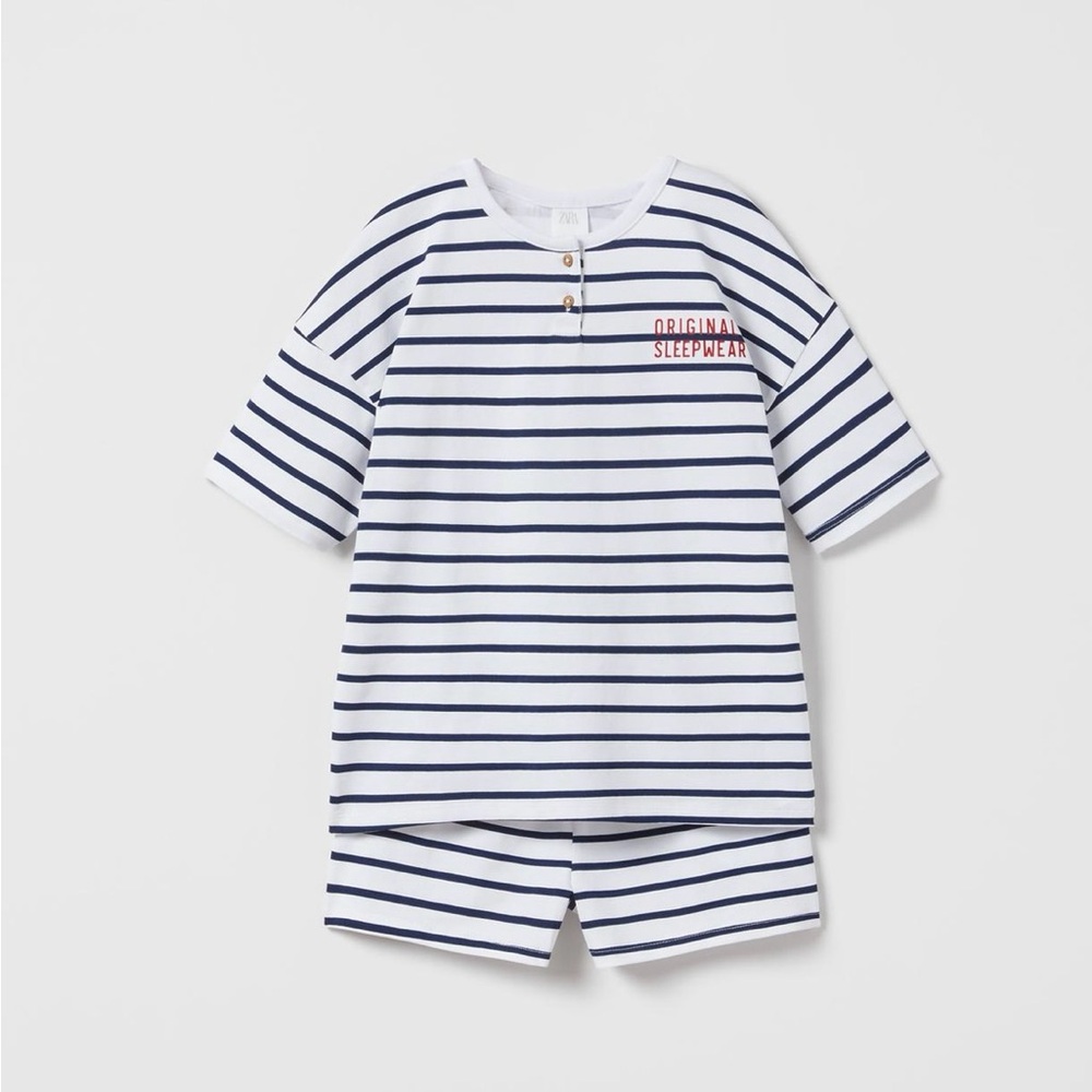 Zara kids stripped Henley pajama set